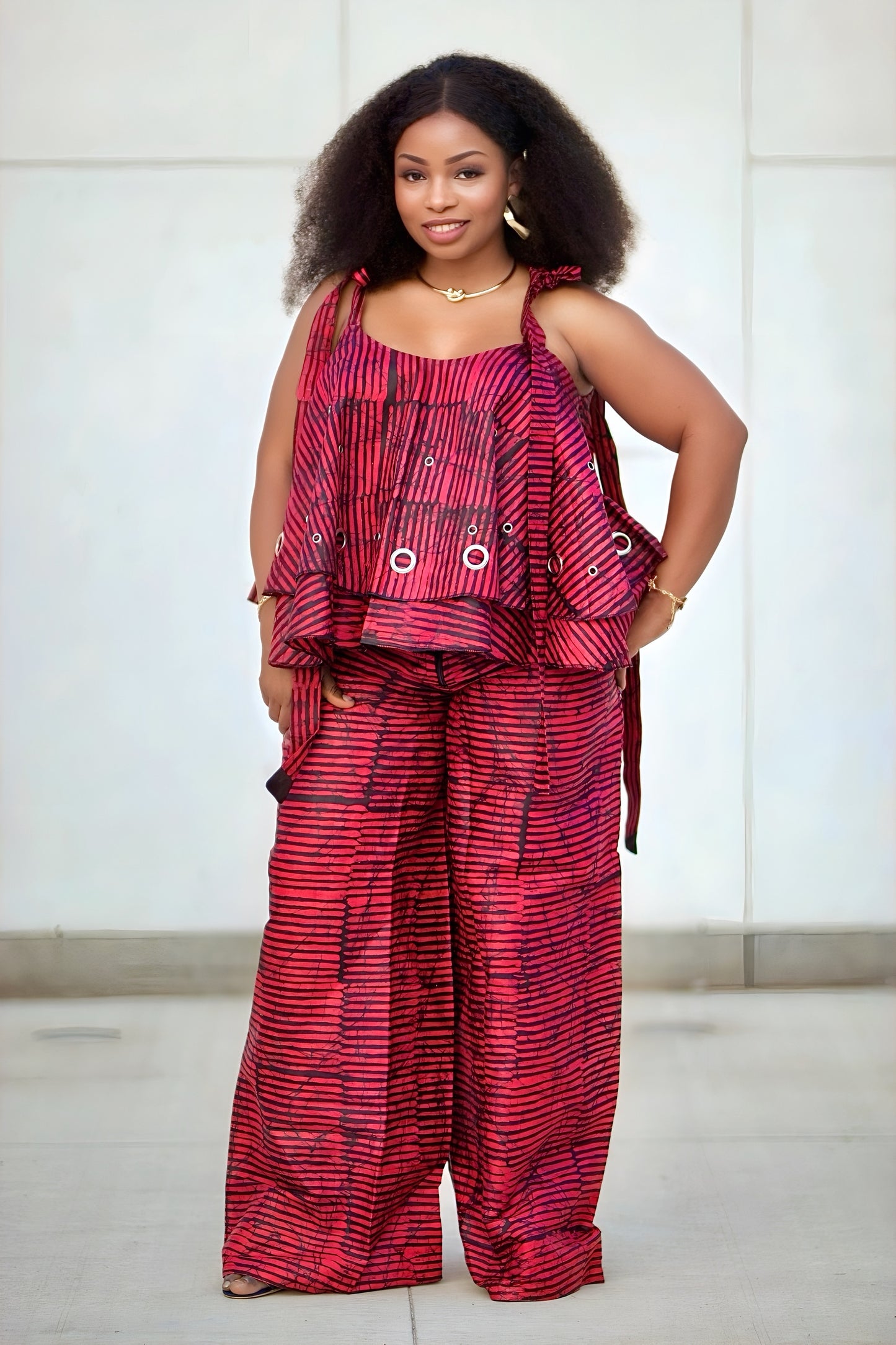 African Style Two-Piece (Red & Black)