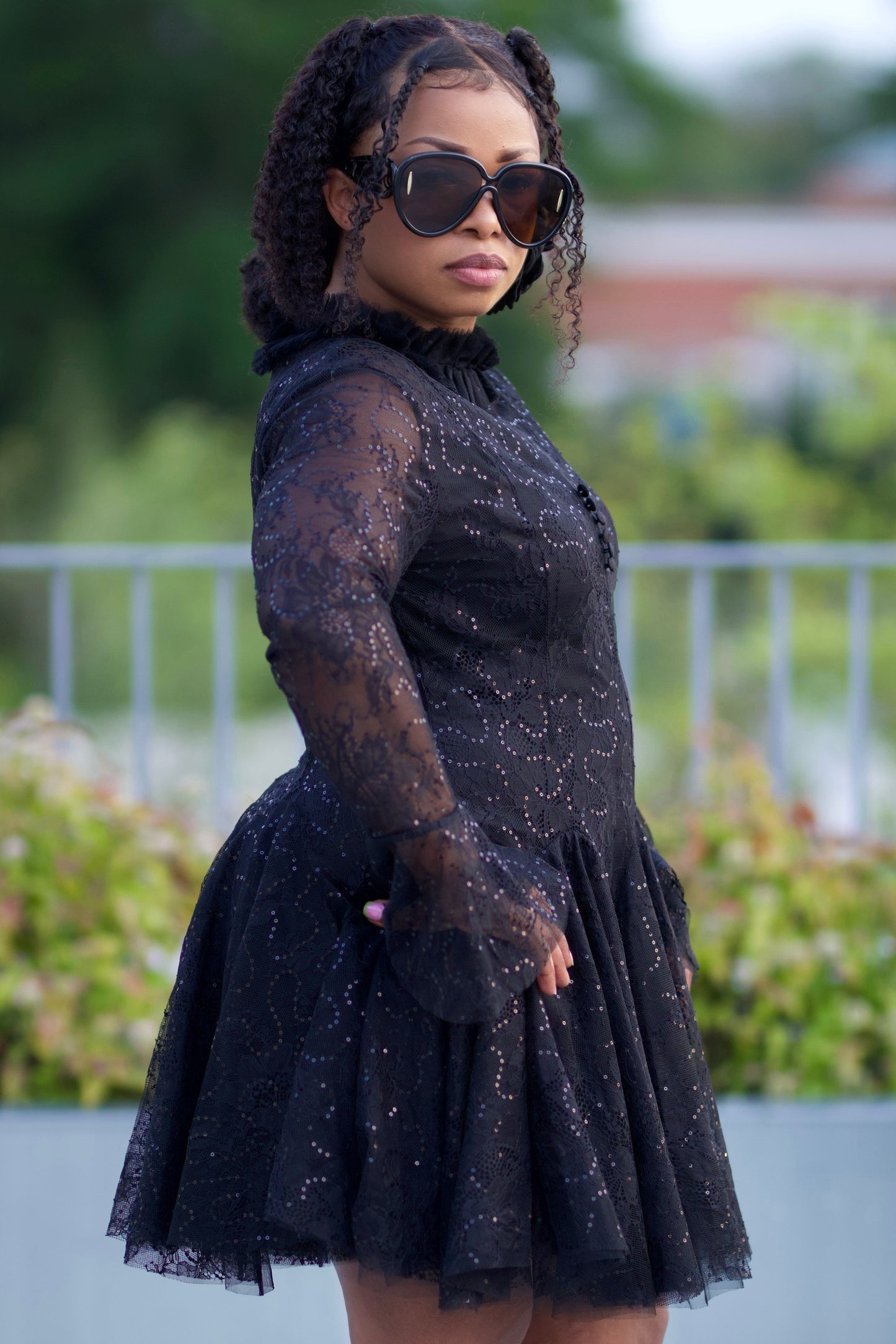 Elegant Lace Long Sleeve Flare Mini Dress – Evie Styles