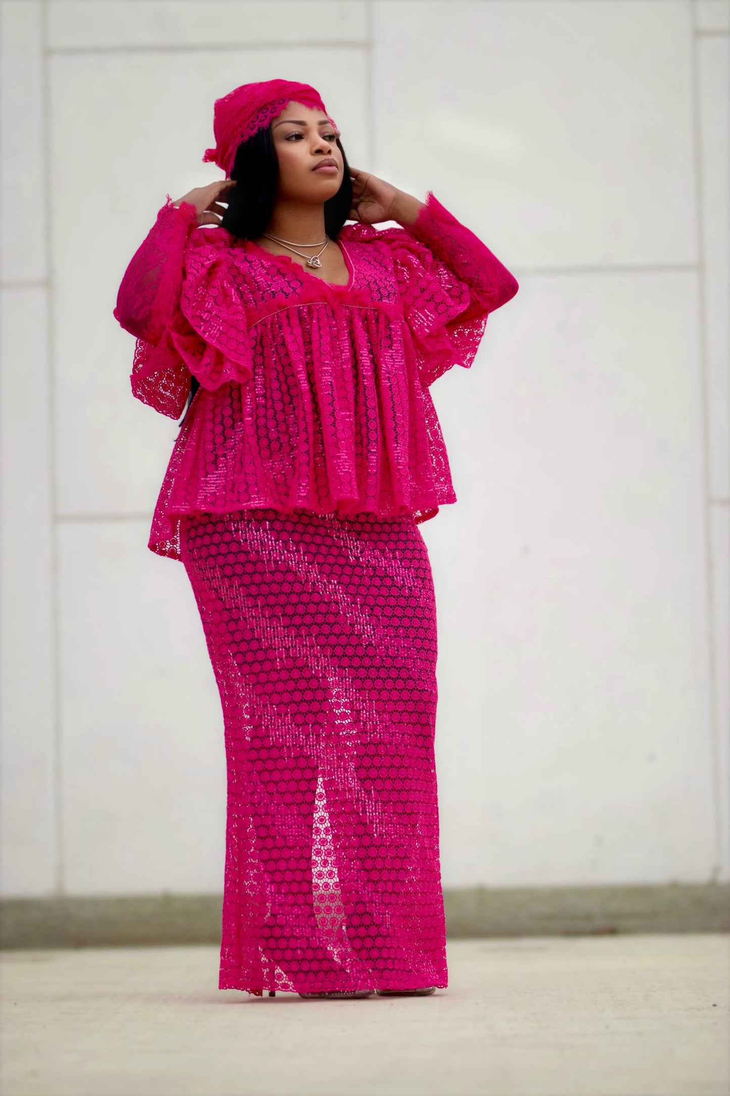 Elegant Lace Boubou Set ā Two-Piece African Outfit