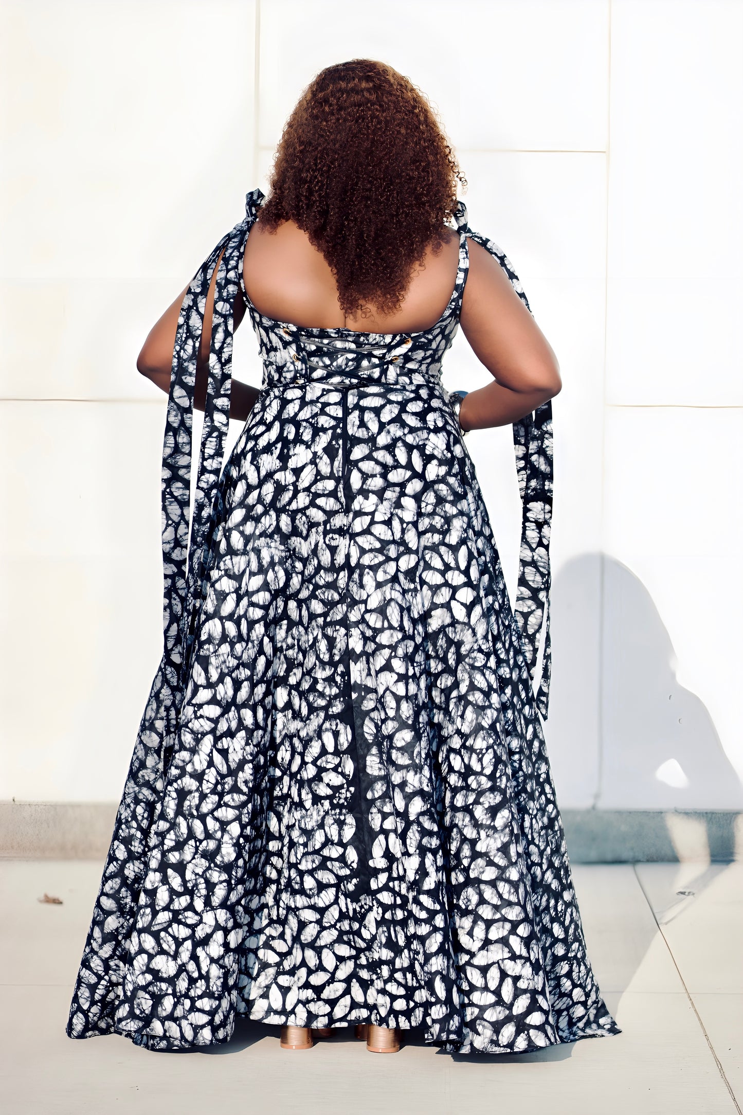 Elegant Ankara Maxi Dress β African Print Gown in Wine Red and Black