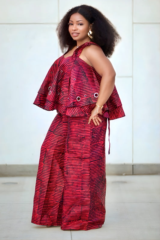 African Style Two-Piece (Red & Black)