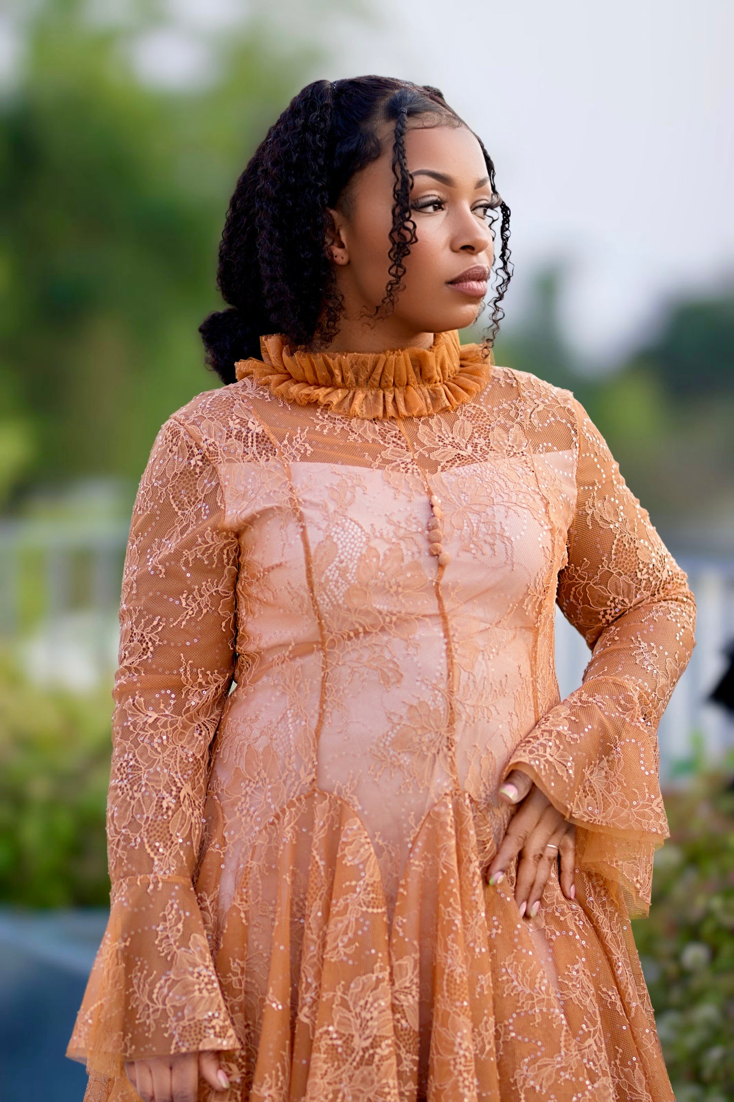 Elegant Lace Long Sleeve Flare Mini Dress – Evie Styles