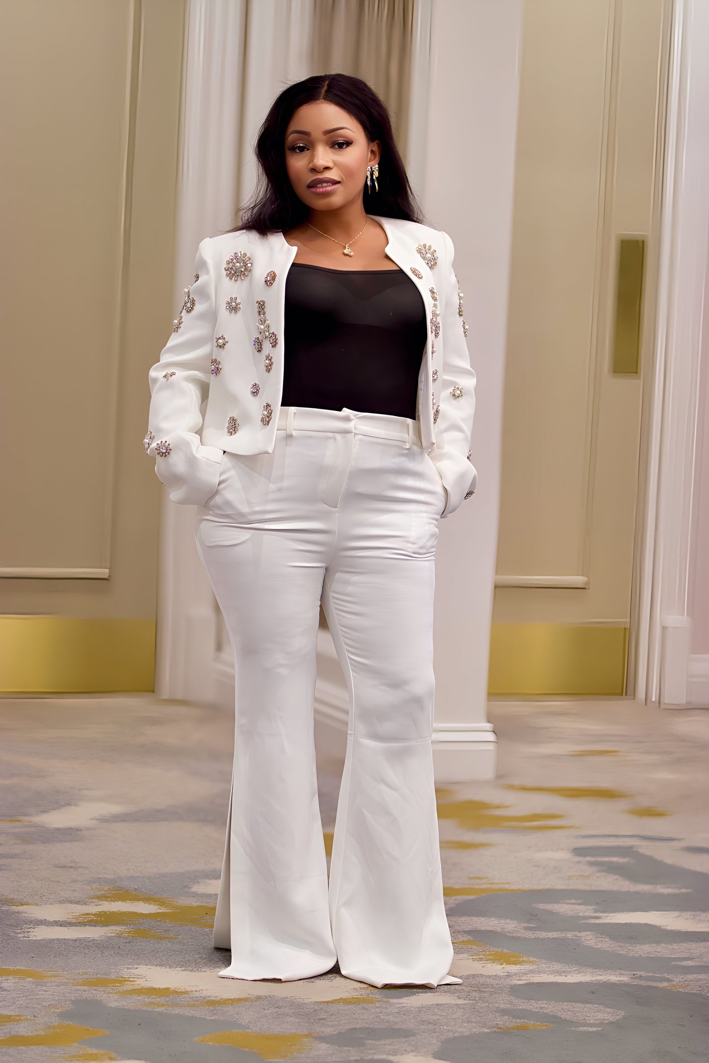 Elegant White Blazer & Pant Set