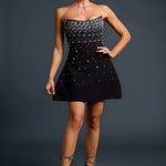 Midnight Glamour Crystal Mini Dress