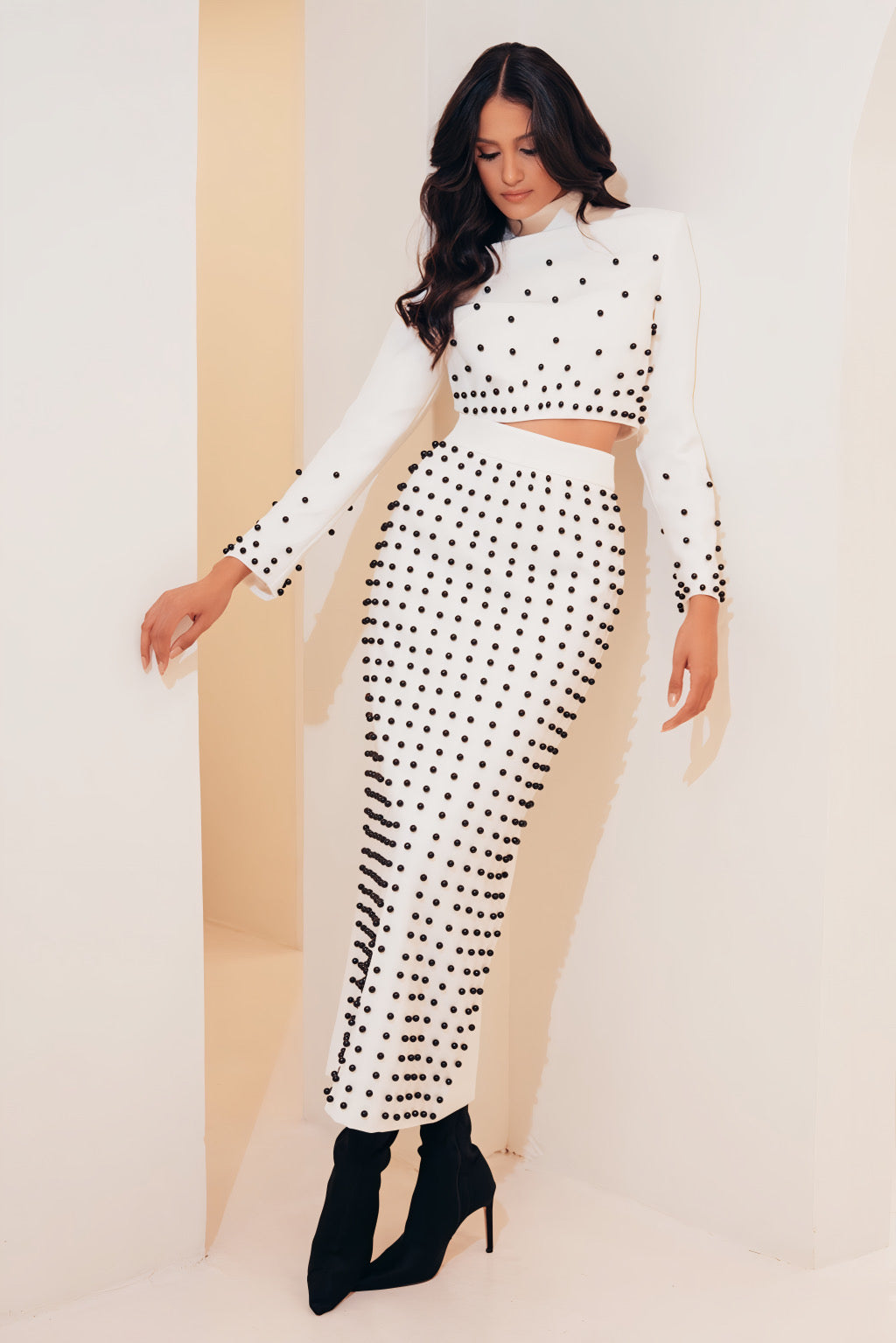 Elysian Studded Pearl Skirt Set