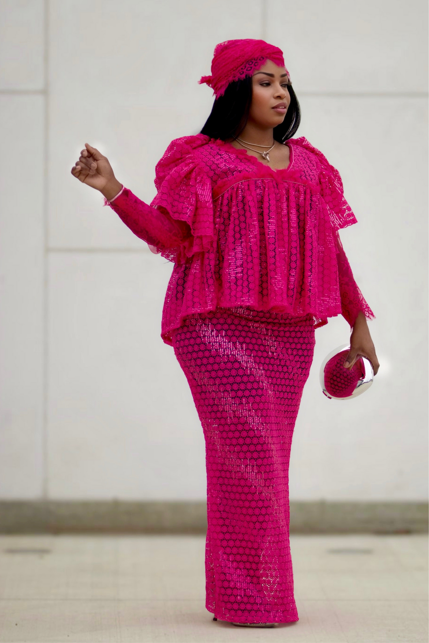 Elegant Lace Boubou Set – Two-Piece African Outfit