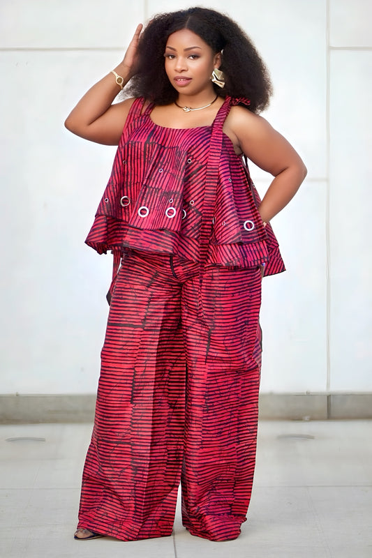 African Style Two-Piece (Red & Black)