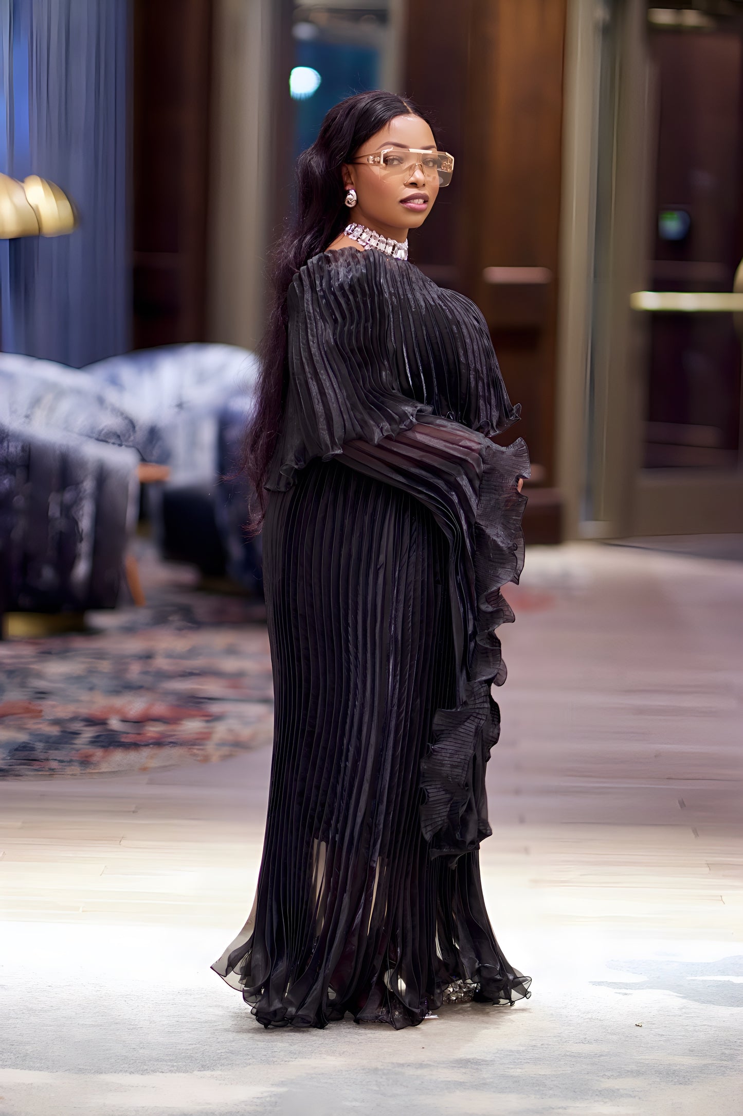 Radiance Pleated One-Shoulder Evening Gown