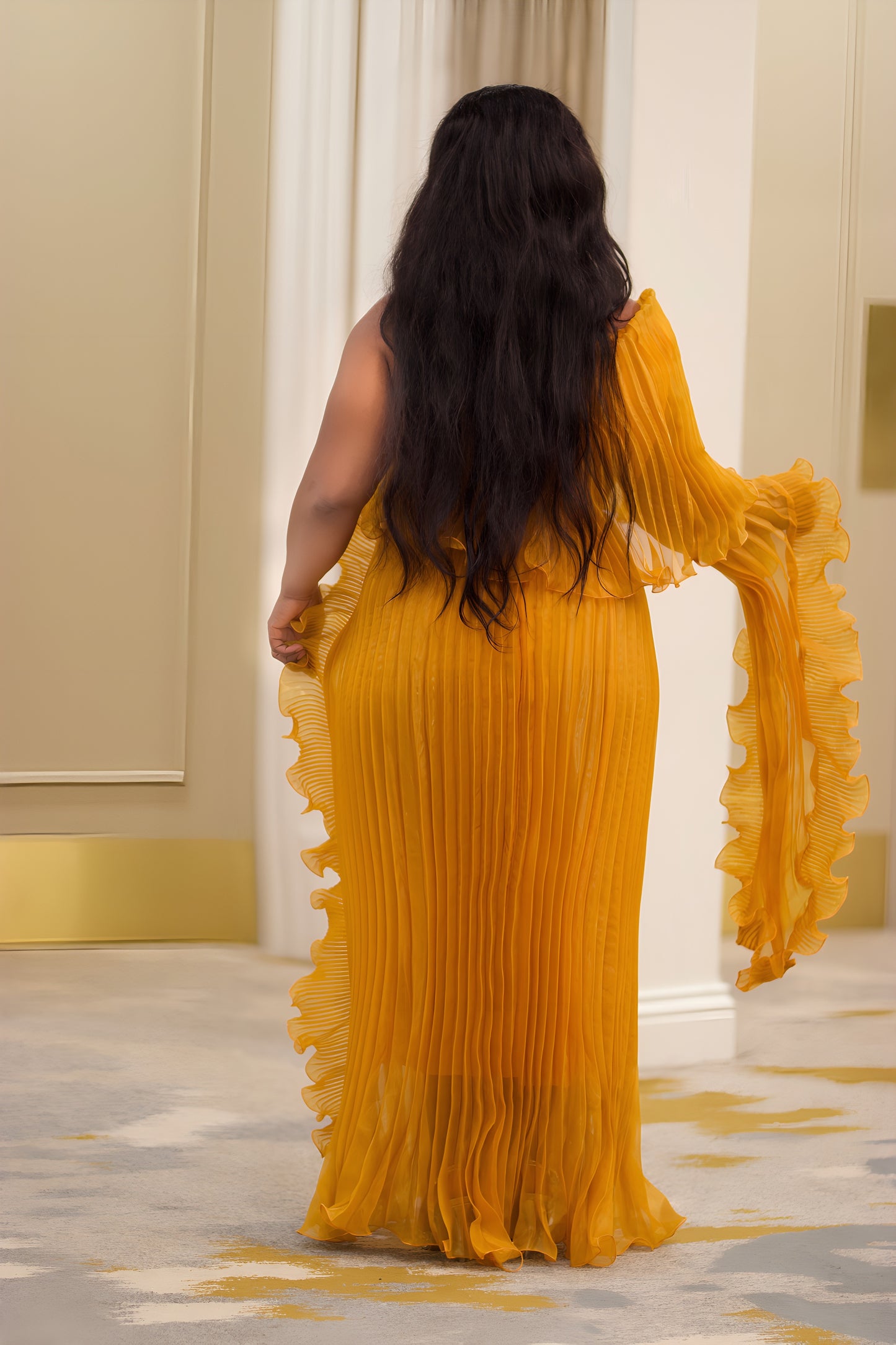 Radiance Pleated One-Shoulder Evening Gown